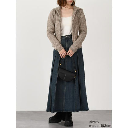 GANNI ALPACA COTTON MIX HIGHNECK ZIP CARDIGAN