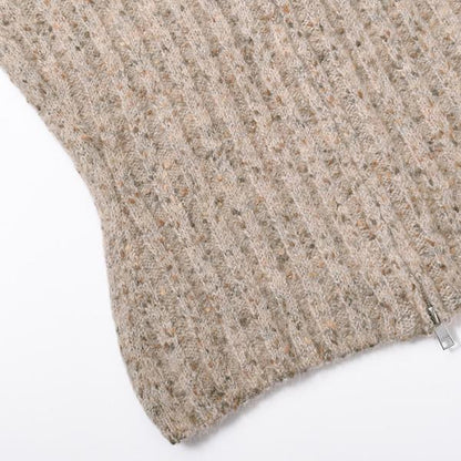 GANNI ALPACA COTTON MIX HIGHNECK ZIP CARDIGAN