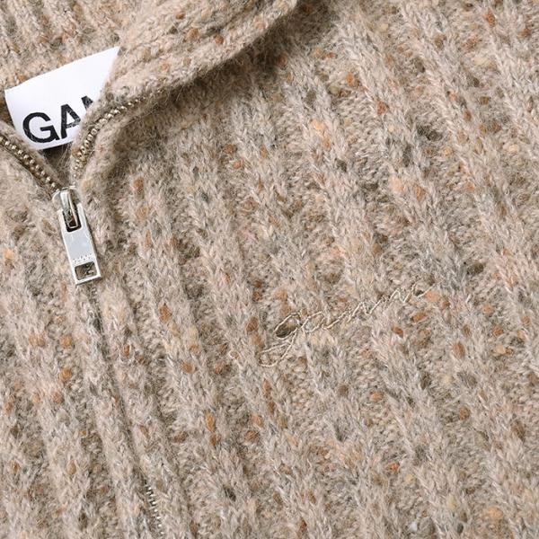 GANNI ALPACA COTTON MIX HIGHNECK ZIP CARDIGAN