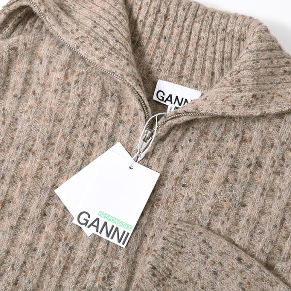 GANNI ALPACA COTTON MIX HIGHNECK ZIP CARDIGAN