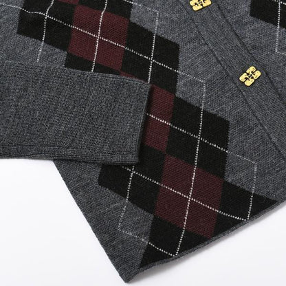 GANNI ARGYLE KNIT CARDIGAN 