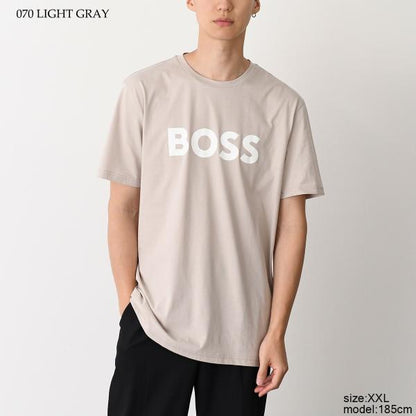 HUGO BOSS コットンジャージー Tシャツ ラバープリントロゴ付き