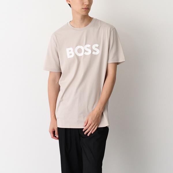 HUGO BOSS コットンジャージー Tシャツ ラバープリントロゴ付き
