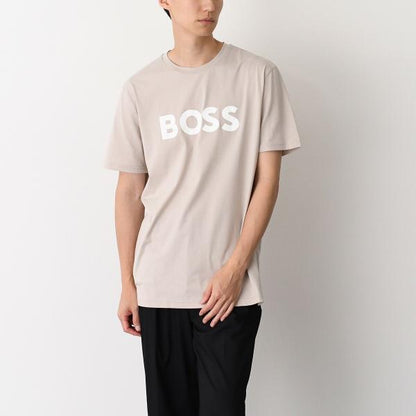 HUGO BOSS コットンジャージー Tシャツ ラバープリントロゴ付き