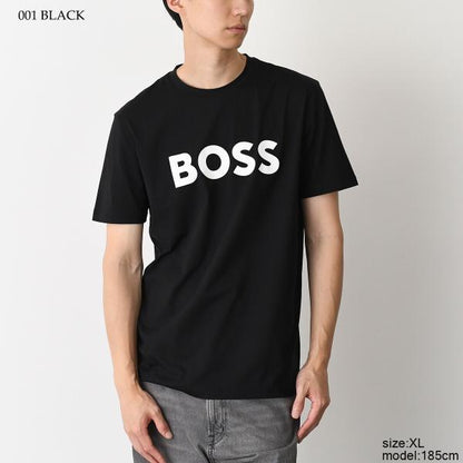 HUGO BOSS コットンジャージー Tシャツ ラバープリントロゴ付き