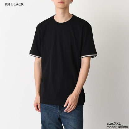 HUGO BOSS コットンジャージー Tシャツ シグネチャーストライプカフ