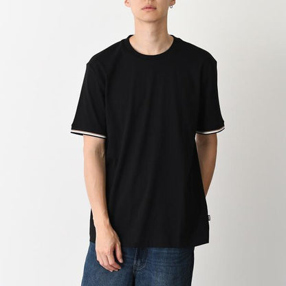 HUGO BOSS コットンジャージー Tシャツ シグネチャーストライプカフ