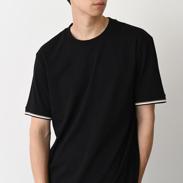 HUGO BOSS コットンジャージー Tシャツ シグネチャーストライプカフ