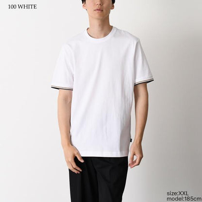 HUGO BOSS コットンジャージー Tシャツ シグネチャーストライプカフ