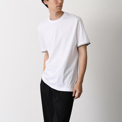 HUGO BOSS コットンジャージー Tシャツ シグネチャーストライプカフ