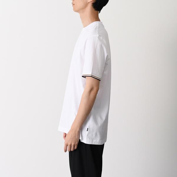 HUGO BOSS コットンジャージー Tシャツ シグネチャーストライプカフ
