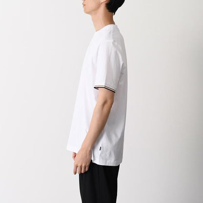 HUGO BOSS コットンジャージー Tシャツ シグネチャーストライプカフ