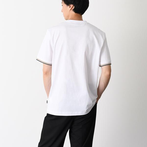 HUGO BOSS コットンジャージー Tシャツ シグネチャーストライプカフ
