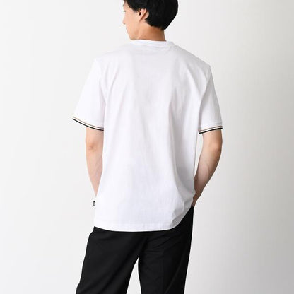 HUGO BOSS コットンジャージー Tシャツ シグネチャーストライプカフ