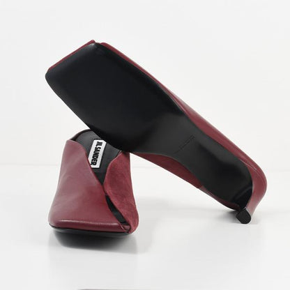 JILSANDER Leather Square Toe High Heel Mules 