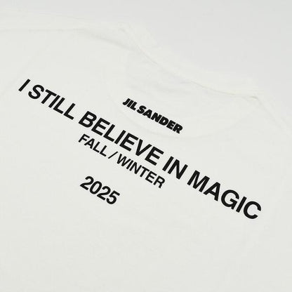 JILSANDER 질 썬더 Jil Sander 로고 백 프린트 코튼 크루 넥 긴 소매 T 셔츠 