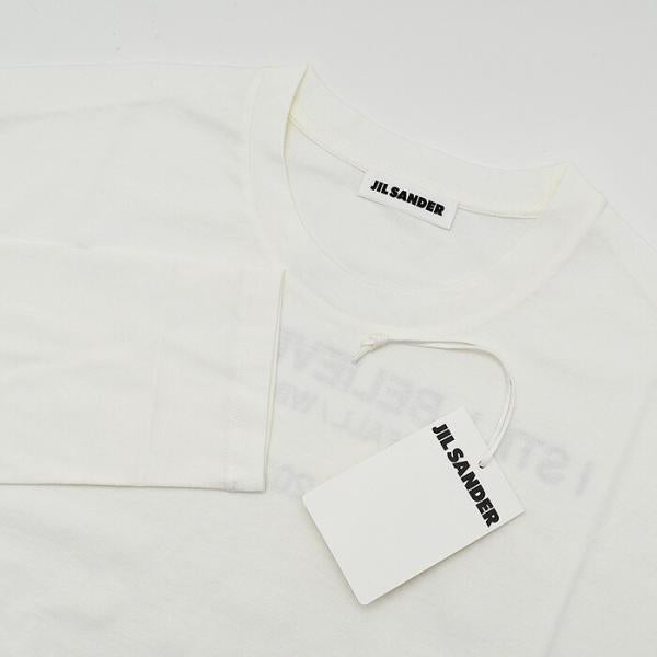 JILSANDER 질 썬더 Jil Sander 로고 백 프린트 코튼 크루 넥 긴 소매 T 셔츠 