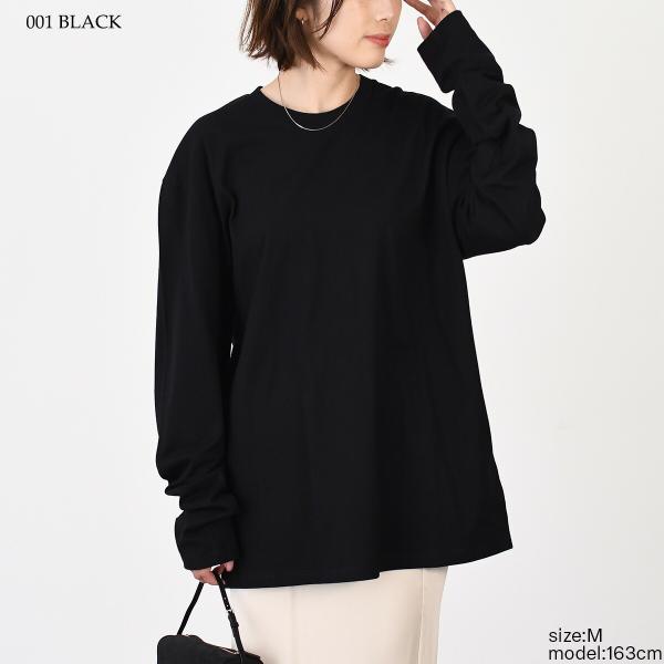 JILSANDER 질 썬더 Jil Sander 로고 백 프린트 코튼 크루 넥 긴 소매 T 셔츠 