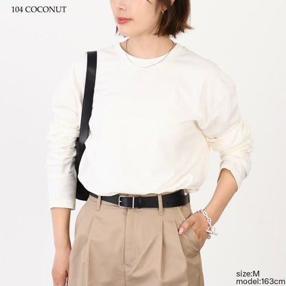 JILSANDER 질 썬더 Jil Sander 로고 백 프린트 코튼 크루 넥 긴 소매 T 셔츠 