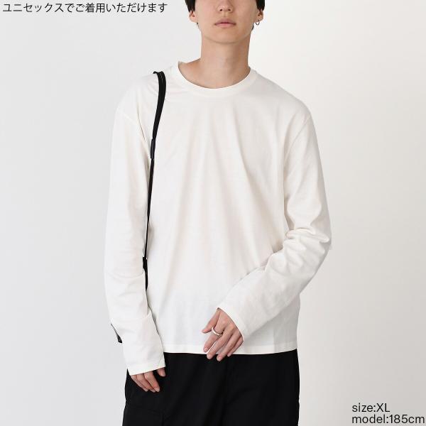 JILSANDER 질 썬더 Jil Sander 로고 백 프린트 코튼 크루 넥 긴 소매 T 셔츠 