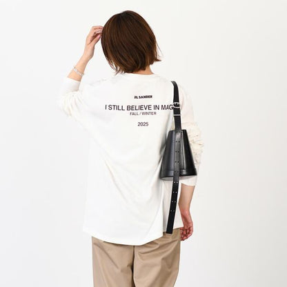 JILSANDER ジルサンダー Jil Sanderロゴ バック プリント コットン クルーネック 長袖Tシャツ