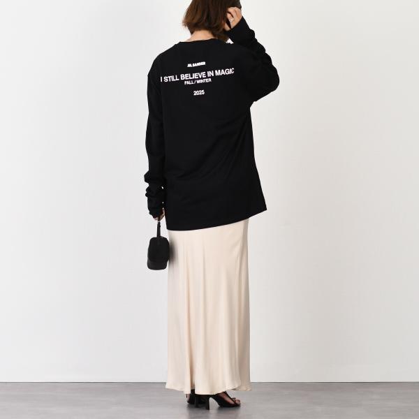 JILSANDER ジルサンダー Jil Sanderロゴ バック プリント コットン クルーネック 長袖Tシャツ