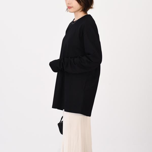 JILSANDER 질 썬더 Jil Sander 로고 백 프린트 코튼 크루 넥 긴 소매 T 셔츠 