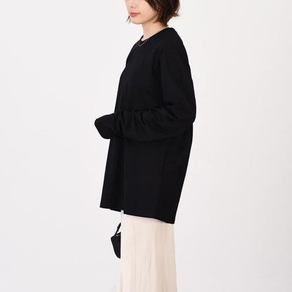 JILSANDER 질 썬더 Jil Sander 로고 백 프린트 코튼 크루 넥 긴 소매 T 셔츠 