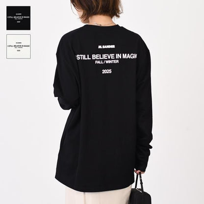 JILSANDER ジルサンダー Jil Sanderロゴ バック プリント コットン クルーネック 長袖Tシャツ