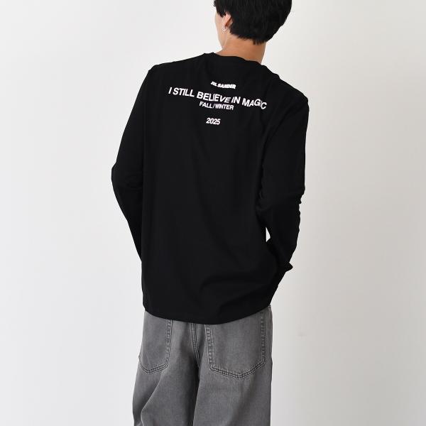 JILSANDER ジルサンダー Jil Sanderロゴ バック プリント コットン クルーネック 長袖Tシャツ