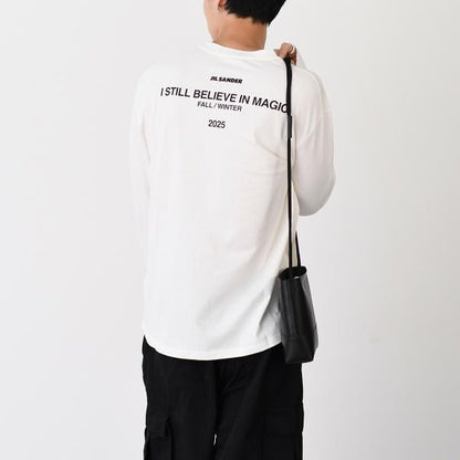 JILSANDER ジルサンダー Jil Sanderロゴ バック プリント コットン クルーネック 長袖Tシャツ