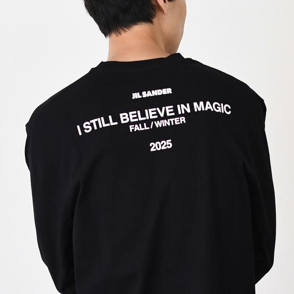 JILSANDER ジルサンダー Jil Sanderロゴ バック プリント コットン クルーネック 長袖Tシャツ