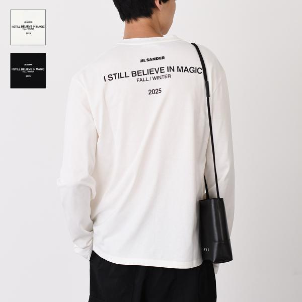 JILSANDER ジルサンダー Jil Sanderロゴ バック プリント コットン クルーネック 長袖Tシャツ