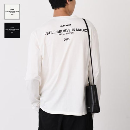 JILSANDER ジルサンダー Jil Sanderロゴ バック プリント コットン クルーネック 長袖Tシャツ