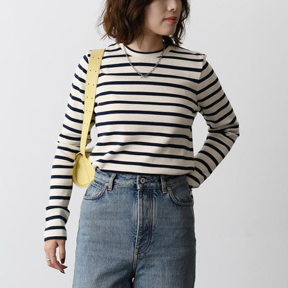 JILSANDER 가방 로고 테두리 긴팔 티셔츠 