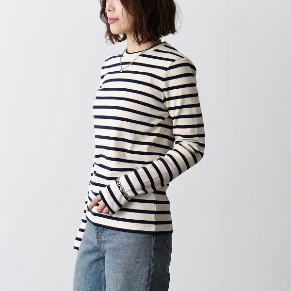 JILSANDER 가방 로고 테두리 긴팔 티셔츠 
