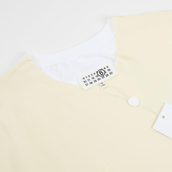 MM6 ナンバーロゴプリント サテン Tシャツ