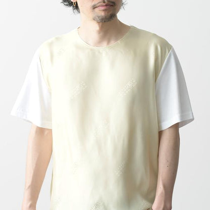 MM6 ナンバーロゴプリント サテン Tシャツ
