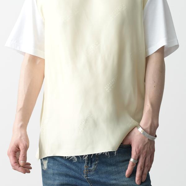 MM6 ナンバーロゴプリント サテン Tシャツ