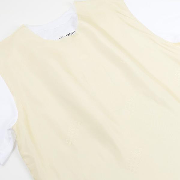 MM6 ナンバーロゴプリント サテン Tシャツ