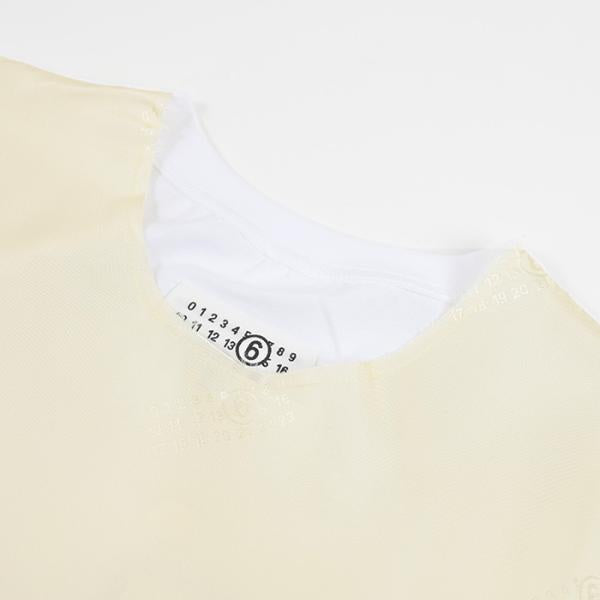 MM6 ナンバーロゴプリント サテン Tシャツ