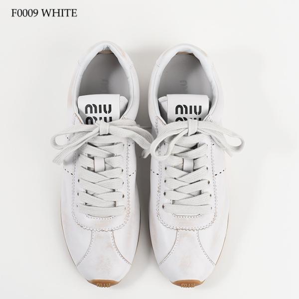 MIU MIU プリューム ブリーチドナッパレザー スニーカー