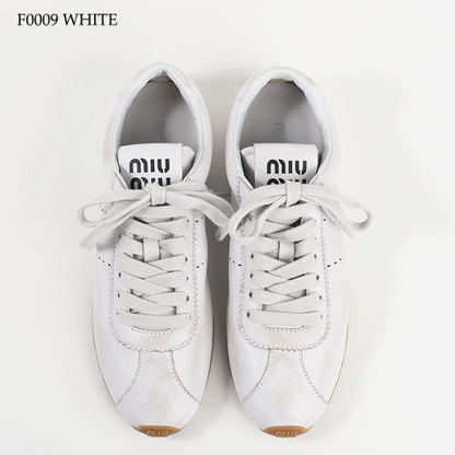 MIU MIU プリューム ブリーチドナッパレザー スニーカー