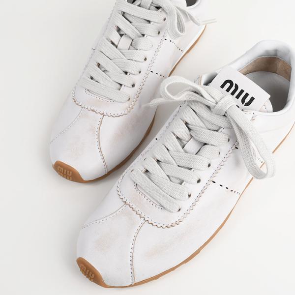 MIU MIU プリューム ブリーチドナッパレザー スニーカー