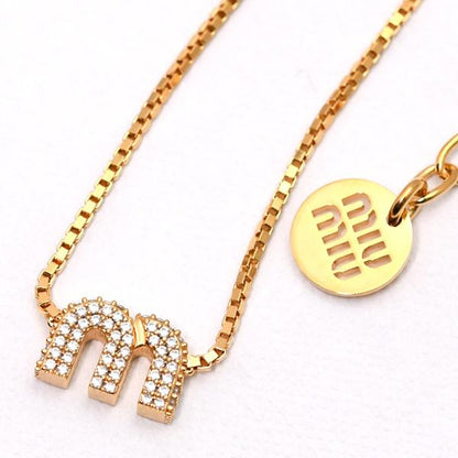 MIU MIU クリスタル付 メタル ネックレス