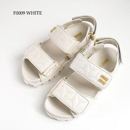 MIU MIU 스포티 마테라세 가죽 샌들 