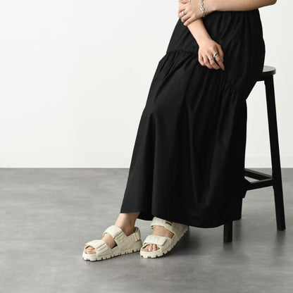 MIU MIU 스포티 마테라세 가죽 샌들 