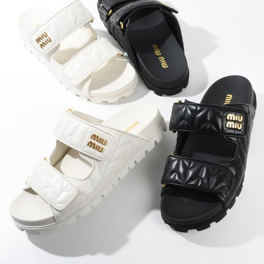 MIU MIU 마테라세 가죽 샌들 