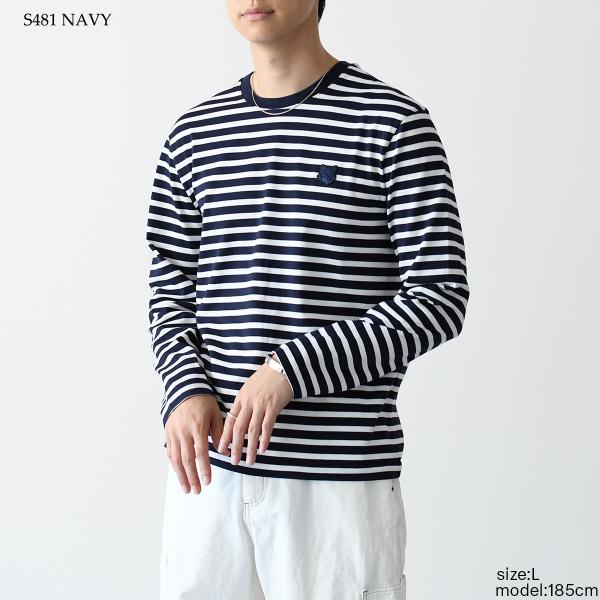 MAISON KITSUNE フォックスヘッド ストライプ ロングスリーブ Tシャツ