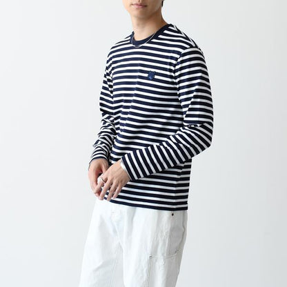 MAISON KITSUNE フォックスヘッド ストライプ ロングスリーブ Tシャツ